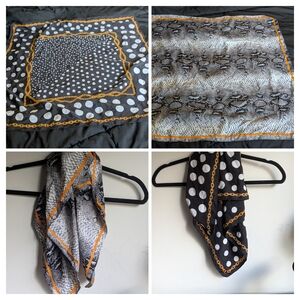 Pull&Bear Snakeskin Print Scarf with Orange Trim